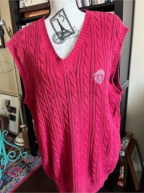 Vintage Vuarnet Cable Knit V-Neck Sleeveless Sweater Vest